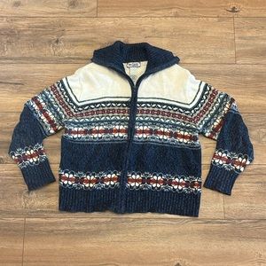 Vintage Floral Tiara International Zip Up Sweater Size Large